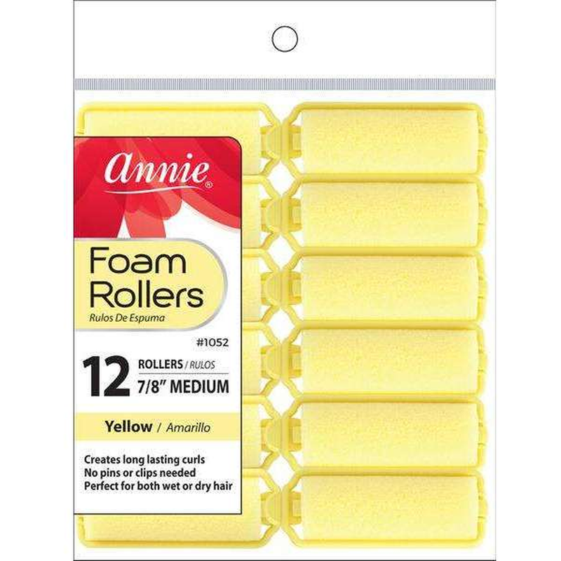 Annie Foam Roller Yellow Medium 7/8" 12 Count