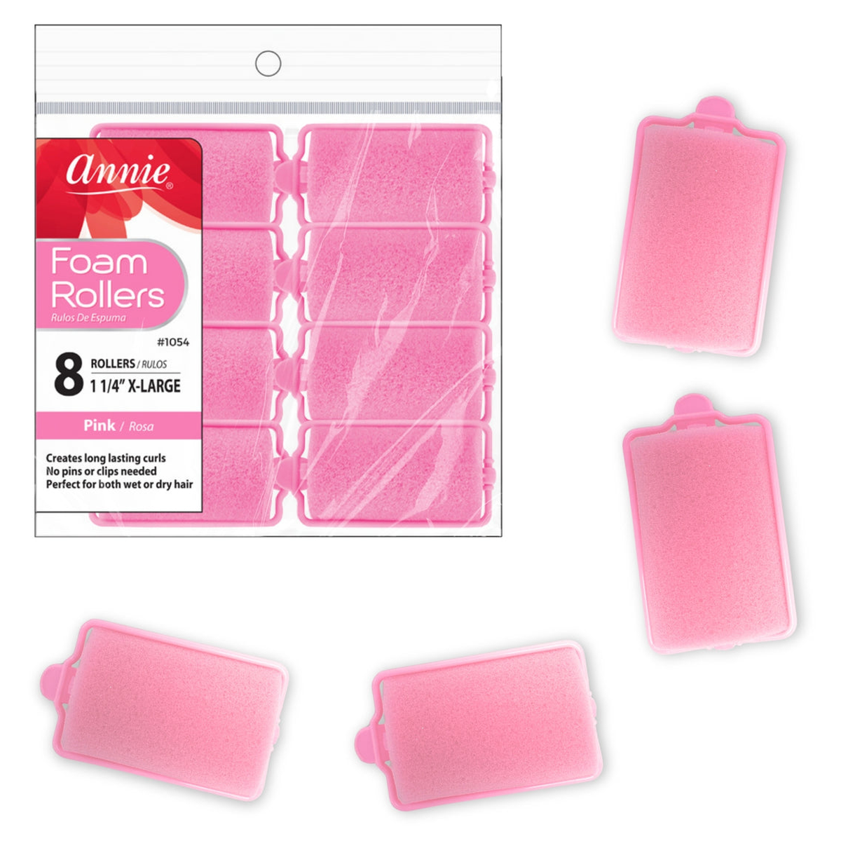 Annie Foam Roller Pink XL 1 1/4" 8 Count