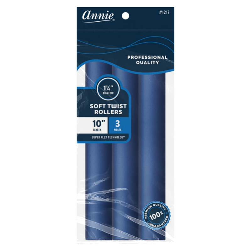 Annie Soft twist blue Roller 10" - 1 1/4" 3 Count