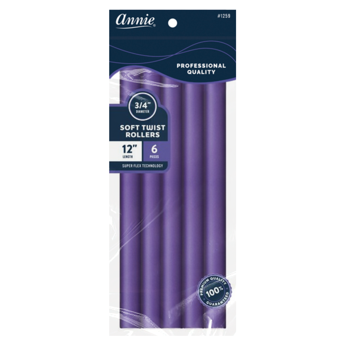 Annie Soft Twist Purple Roller 10" - 3/4"  10 count