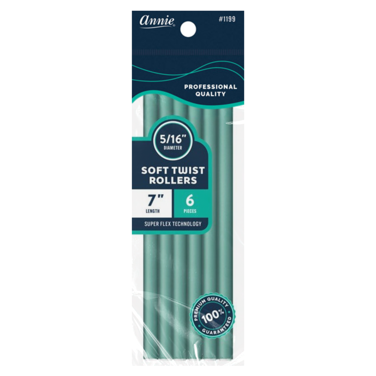 Annie Soft Twist Teal Roller 10" - 5/16" 6 Count