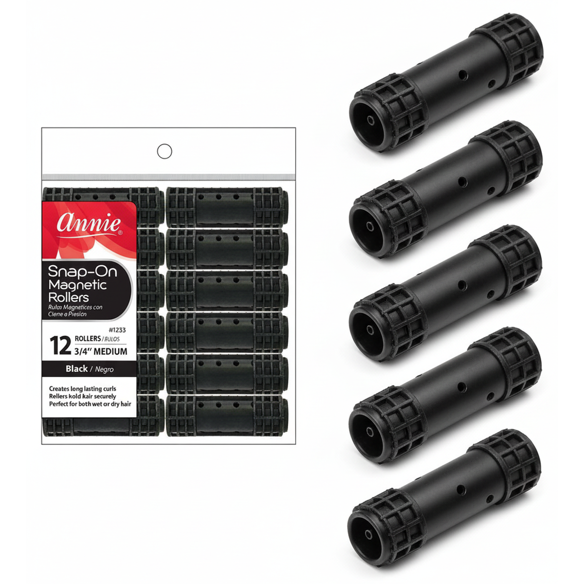 Annie Snap On Magnetic Roller Medium  3/4" 12 Count