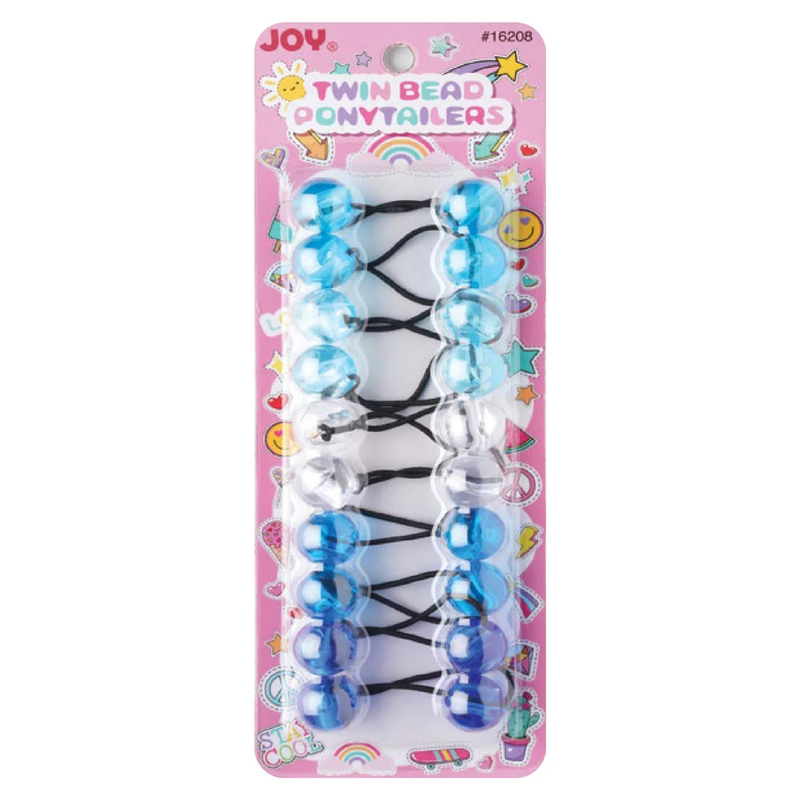 Annie Joy Twin Beads Ponytailers 10Ct Asst Blue Clear
