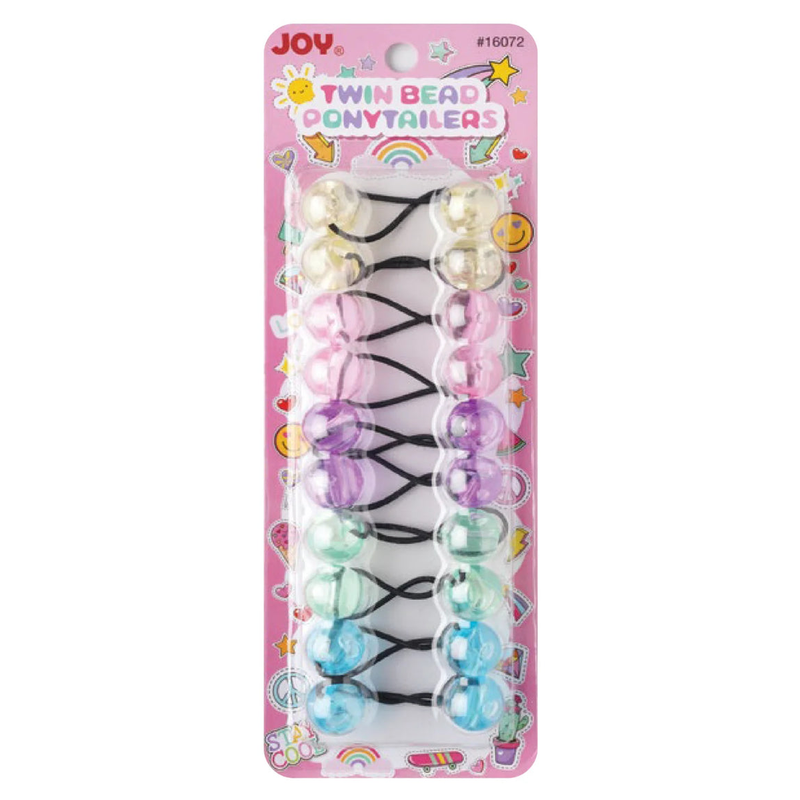Joy Twin Beads Ponytailers 10Ct Clear