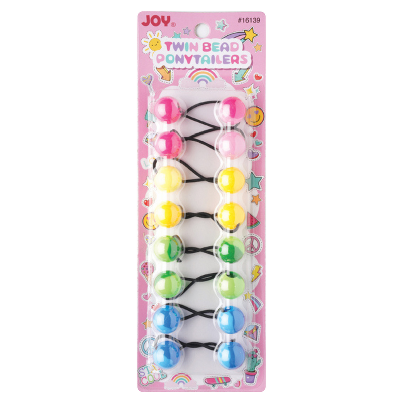 Annie Joy Twin Beads Ponytailers 20mm, 8 Count, Two Tone Assorted Color