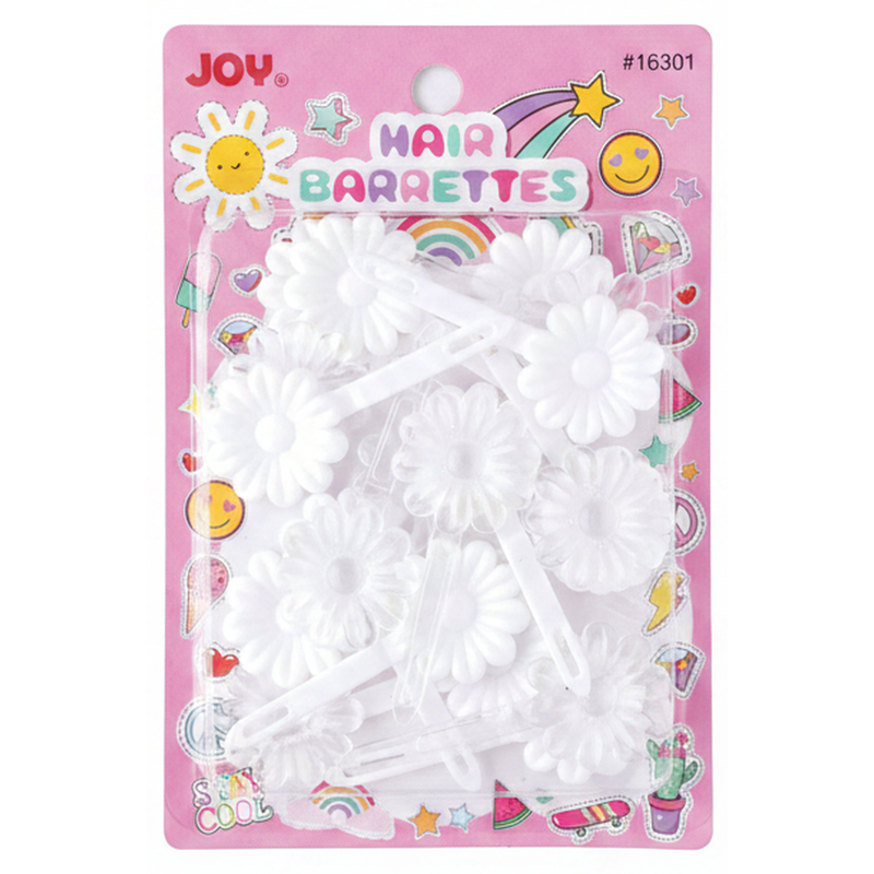 Joy Daisy Hair Barrettes , 10 Count, White