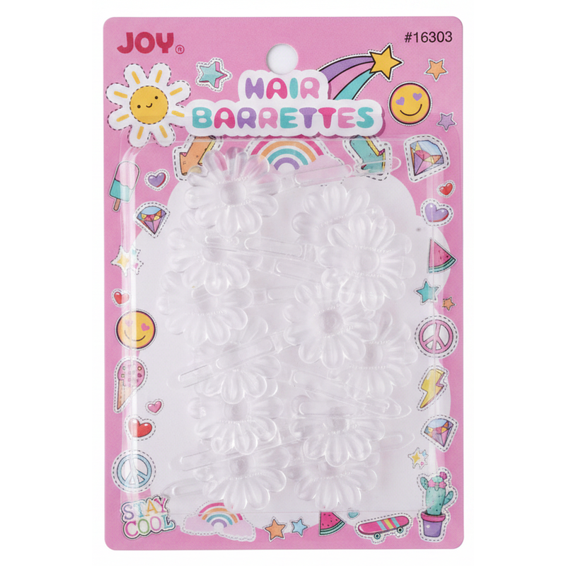 Annie Joy Daisy Hair Barrettes, 10 Count, Frosted Clear