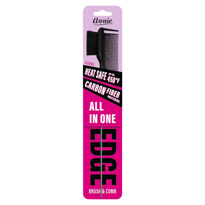 Annie All In One Carbon Edge Brush & Comb, Black