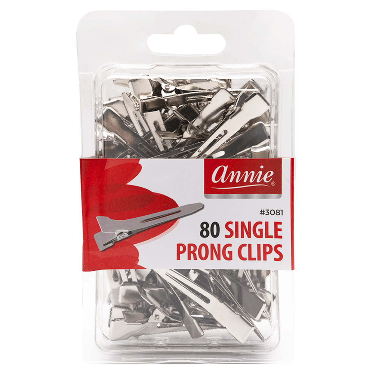 Annie Single Prong Metal Hair Clips, 80 Count, Silver