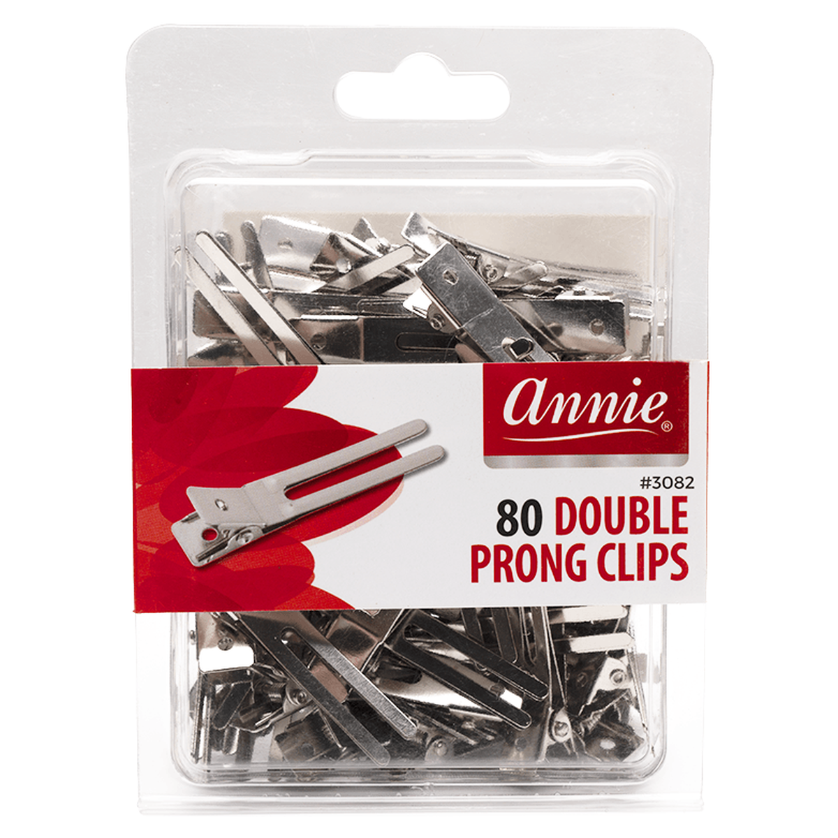 Annie Double Prong Metal Hair Clips, 80 Count, Silver