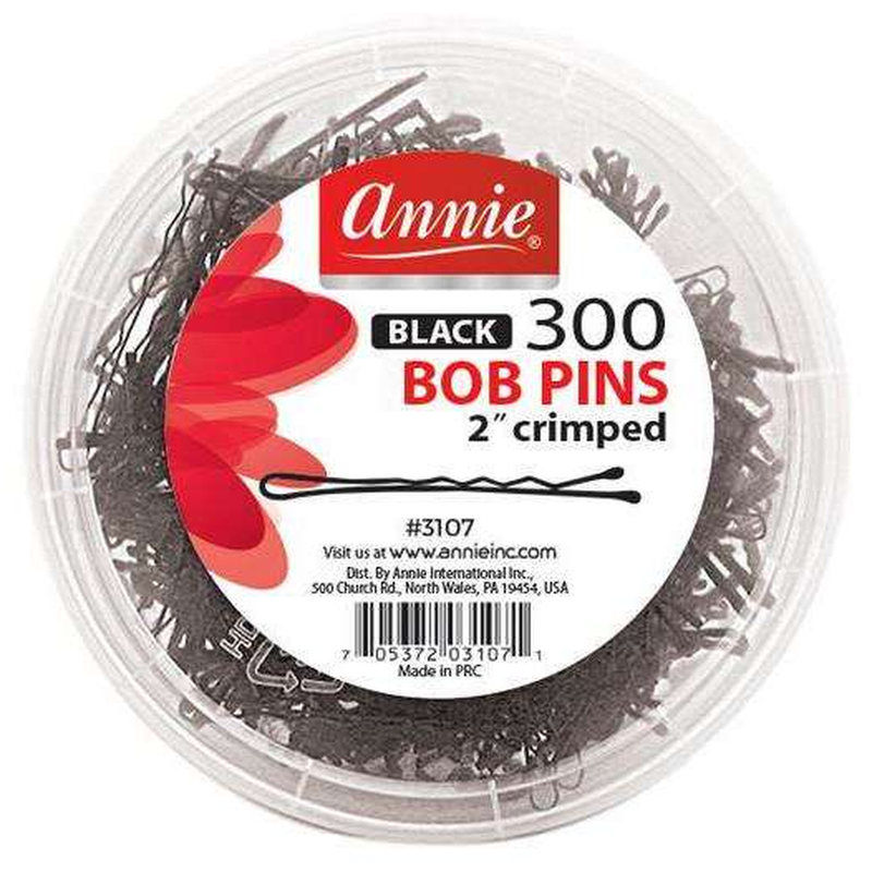 Annie Bob Pins Crimped 2 Inch, 300 Count, Black