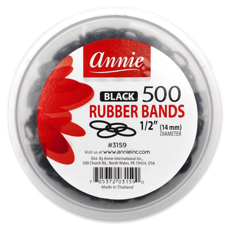 Annie Hair Rubber Bands 14mm, 500 Count, Black