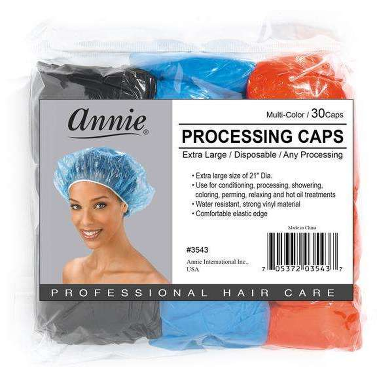 Annie Processing Caps X-Large, 3 Count, Assorted Colors