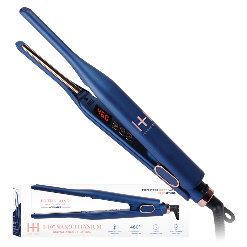 Annie Hot & Hotter Nano Titanium Digital Pencil Flat Iron 3/10 Inch, 1 Count, Blue