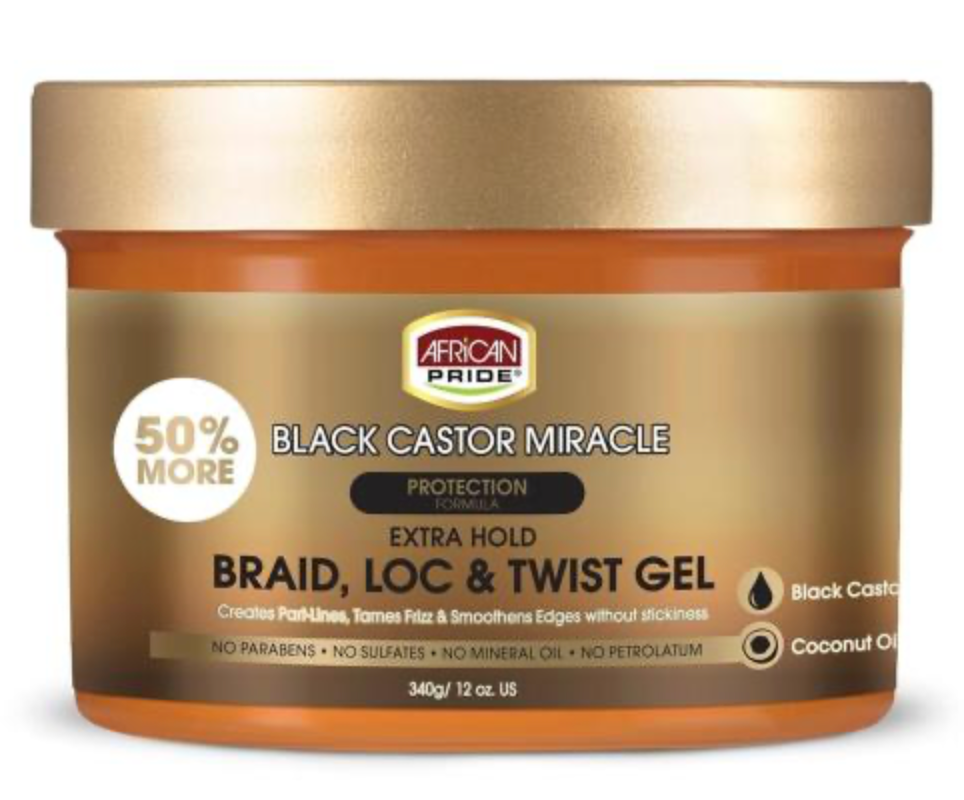 African Pride Black Castor Miracle Extra Hold Braid Loc Twist Gel 8oz