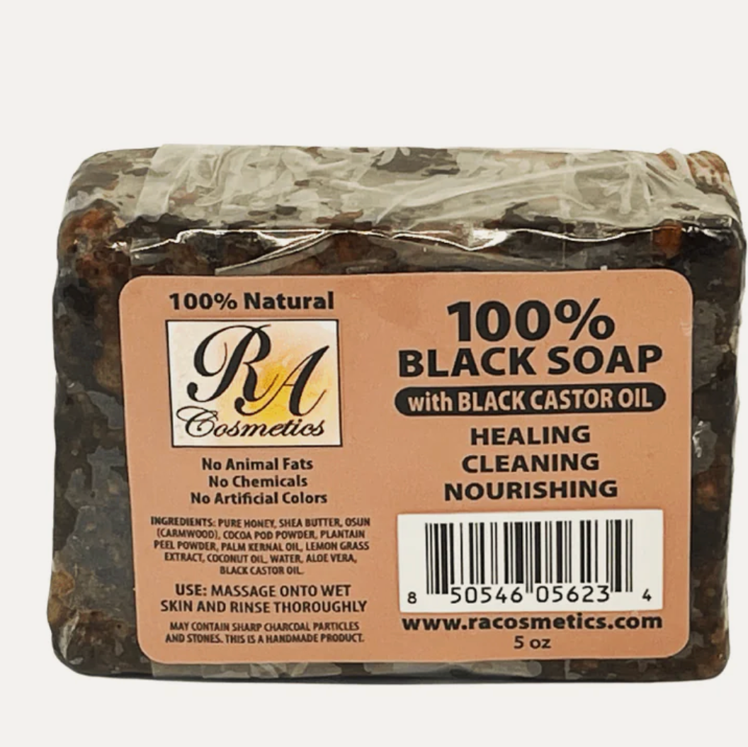 RA 100% African Black Soap Bar / Black Castor Oil