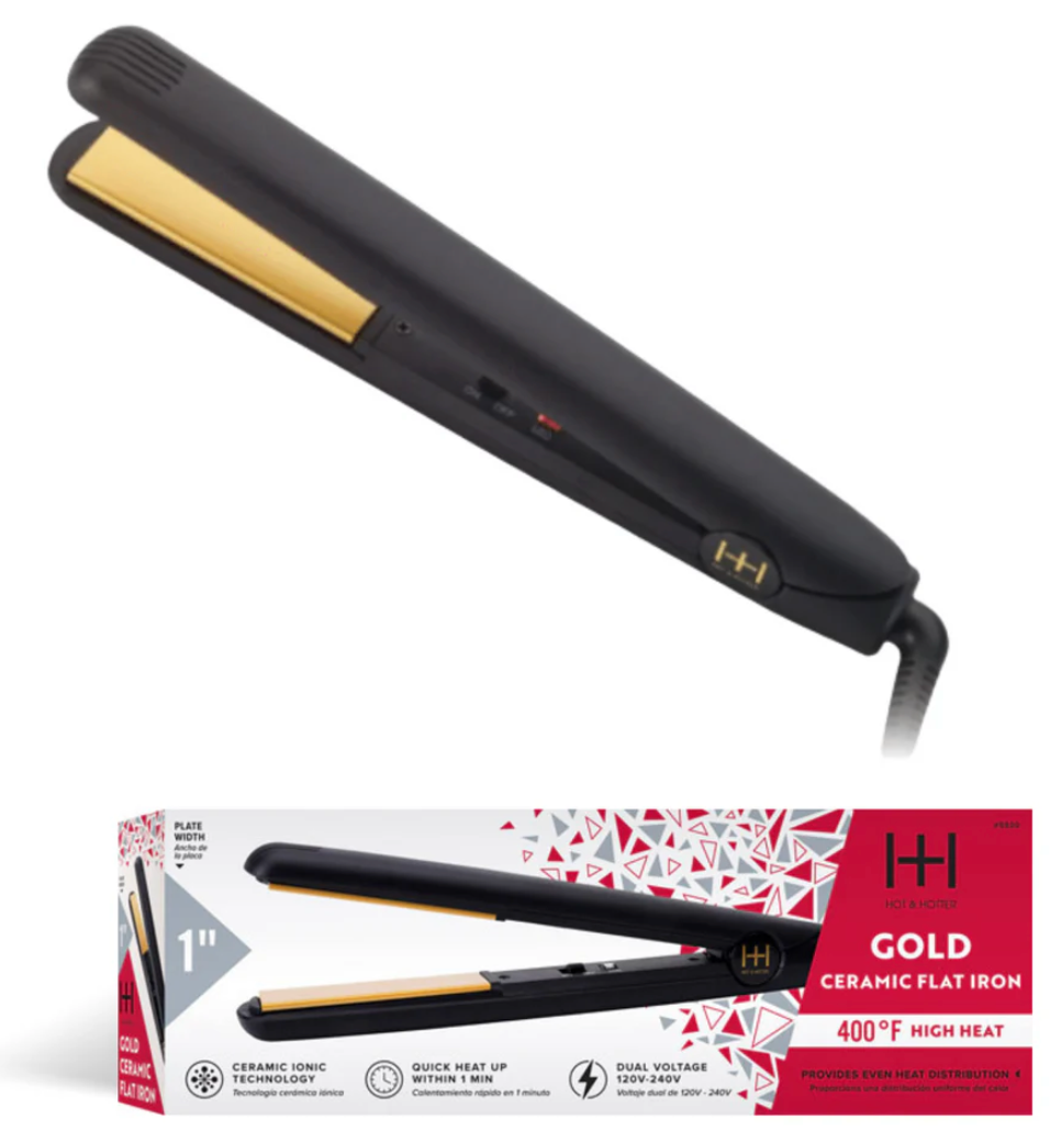 HOT & HOTTER GOLD CERAMIC FLAT IRON 1"