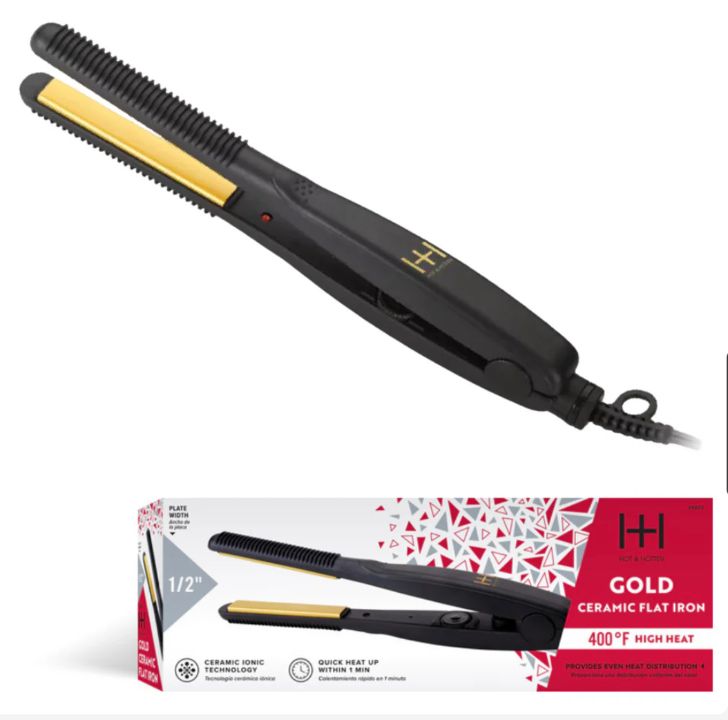 Hot & Hotter Gold Ceramic Electric Flat Iron 1/2in