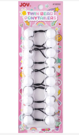 Annie Joy Twin Beads Ponytailers 10Ct White