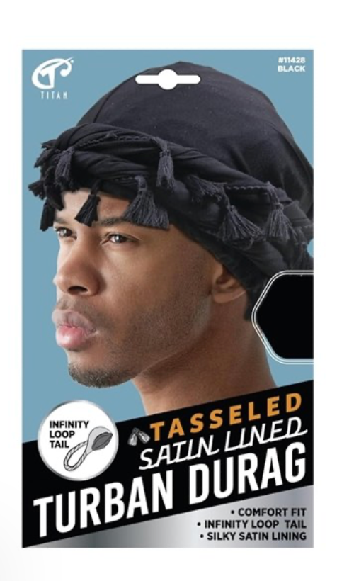 Titan Tasseled Satin Lined Turban Durag