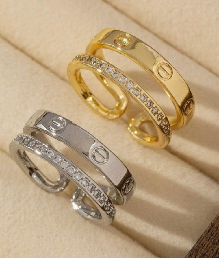 18k Stainless Steel Tarnish Free Stone Ring
