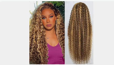 100% 360 Human Hair Wig Blond Curly 30"