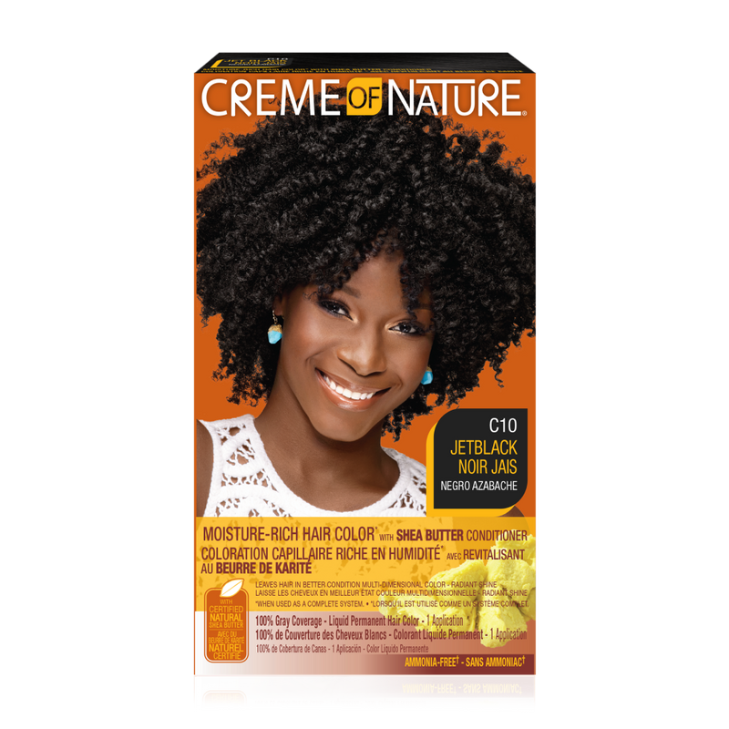 CREAM OF NATURE Moisture Rich Hair Color with Shea Butter Conditioner C10 Jet Black