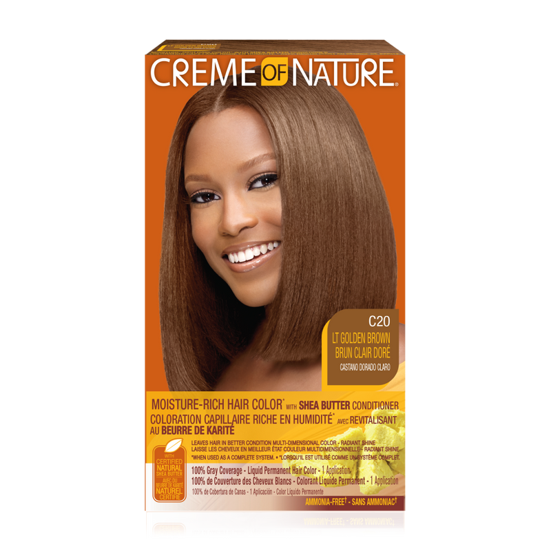 CREAM OF NATURE Moisture Rich Hair Color  with Shea Butter Conditioner C20 Light Golden Brown